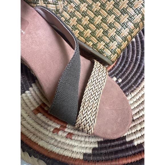 Toms NWT Clarissa check olive wedge Heels size 9 canvas - Picture 8 of 8